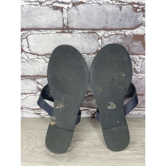 Tory Burch Jole Navy Blue Thong Tumbled Leather Sandals Women’s Sz 6.5M US/37EU - Picture 9 of 16